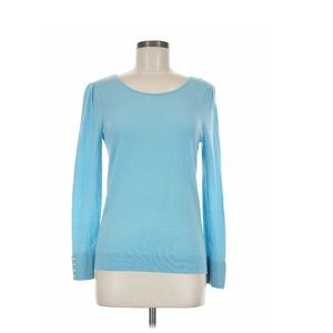 Talbots Light Sky Blue Puff Long Sleeve Merino Wool Sweater